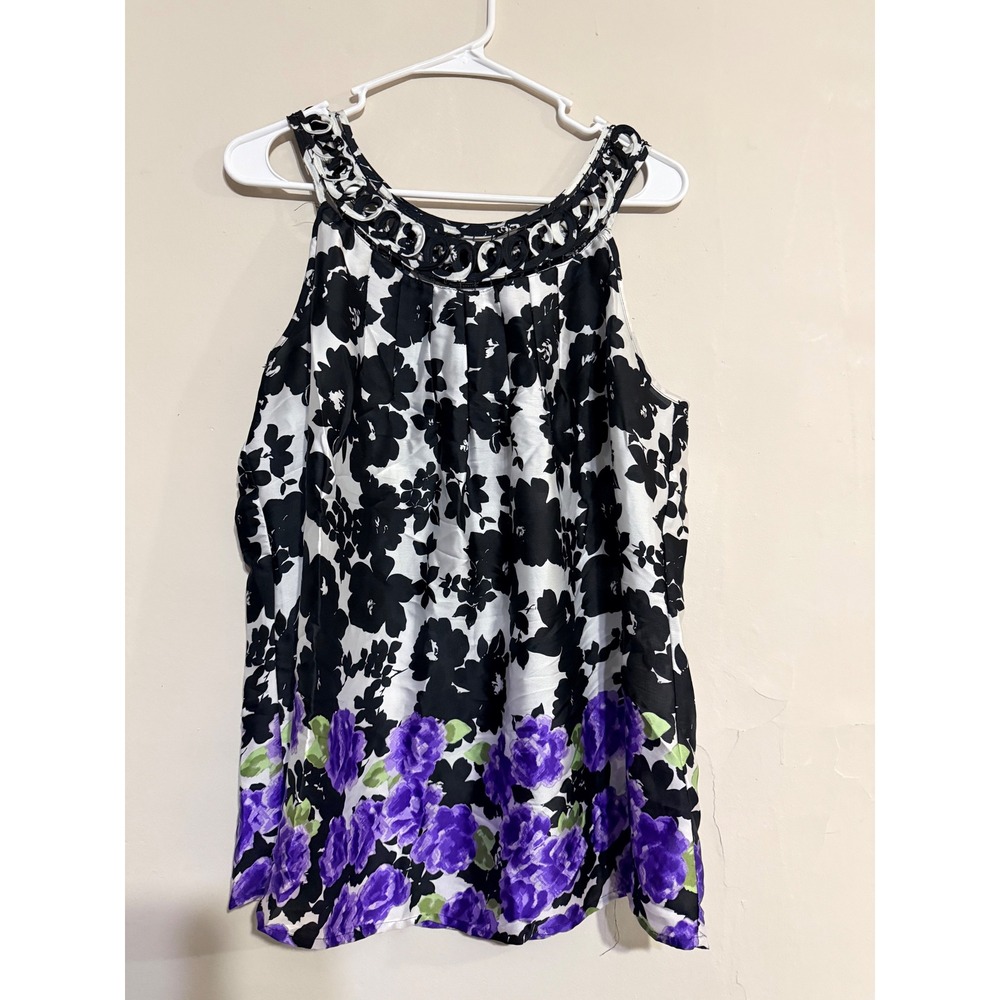 Y2K Dressbarm Womens Floral Sleeveless Top Size L Gardencore Cottagecore Indie